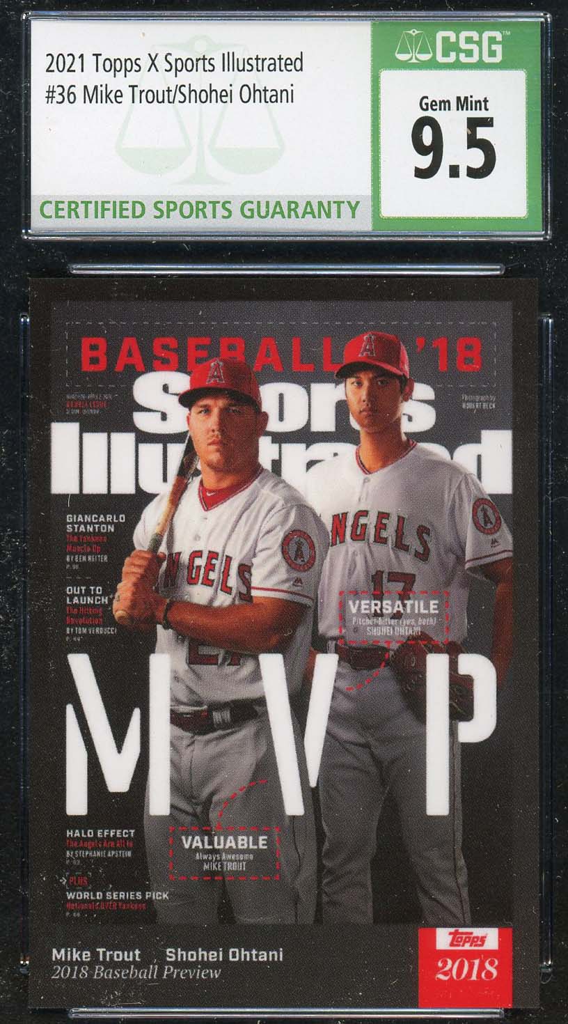 Mike Trout / Shohei Ohtani 2021 Topps X Sports Illustrated Card #36 CSG 9.5
