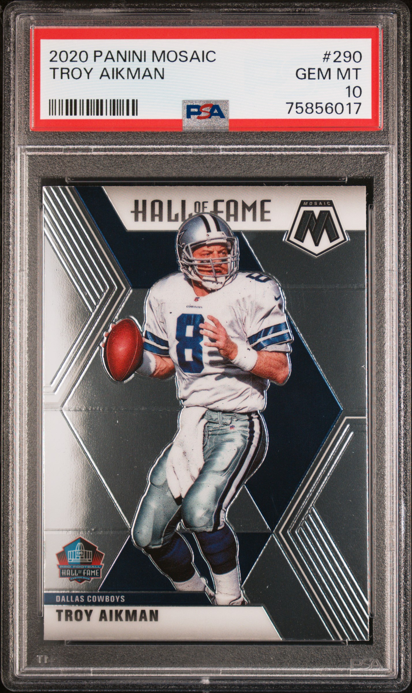 Troy Aikman 2020 Panini Mosaic Football Card #290 Graded PSA 10