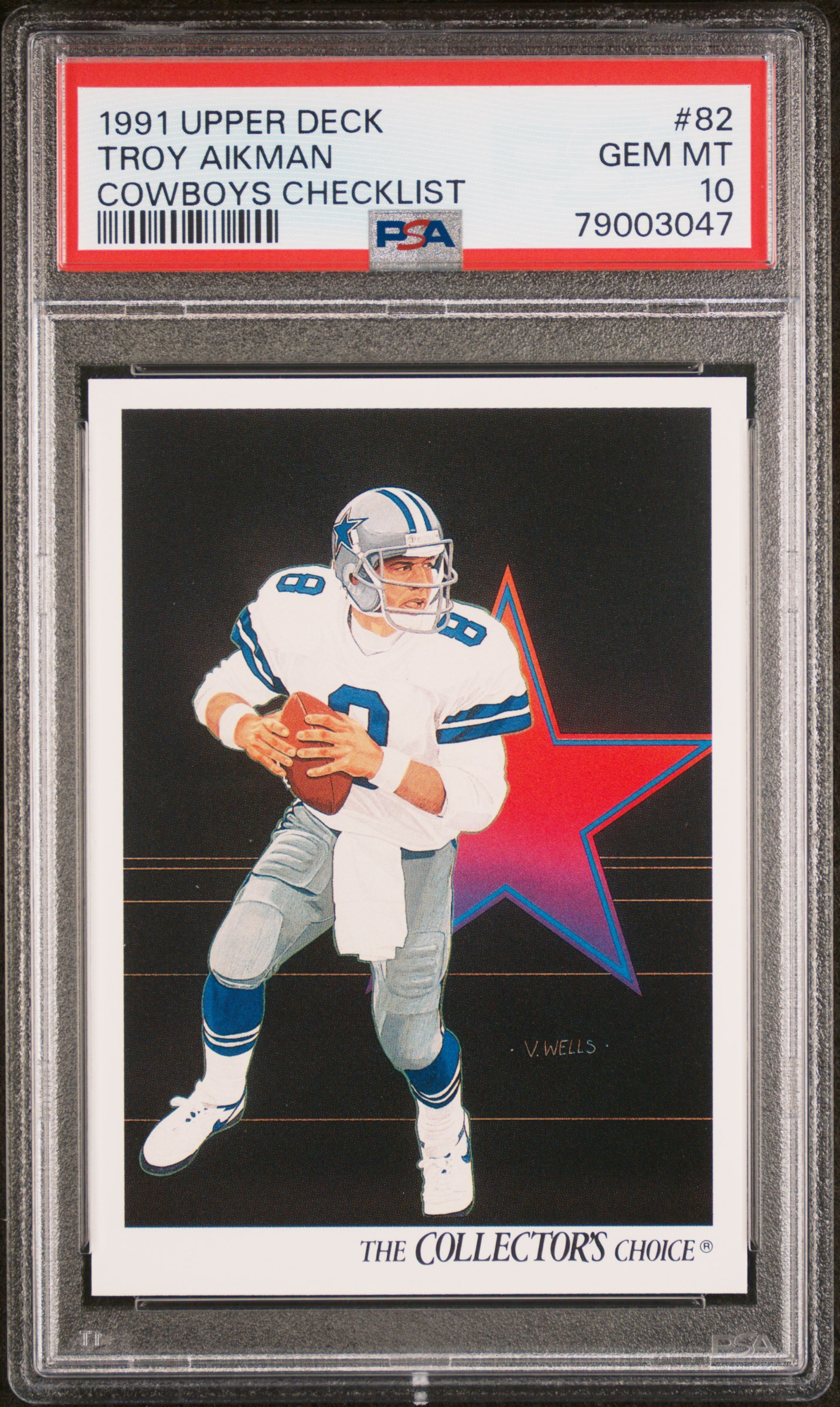 Troy Aikman 1991 Upper Deck Cowboys Checklist Football Card #82 Graded PSA 10