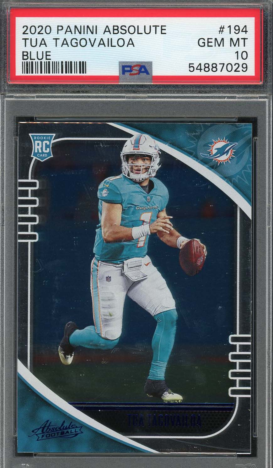Tua Tagovailoa 2020 Panini Absolute Blue Football Rookie Card #194 Graded PSA 10 Tua Tagovailoa 2020 Panini Absolute Blue Football Rookie Card #194 Graded PSA 10