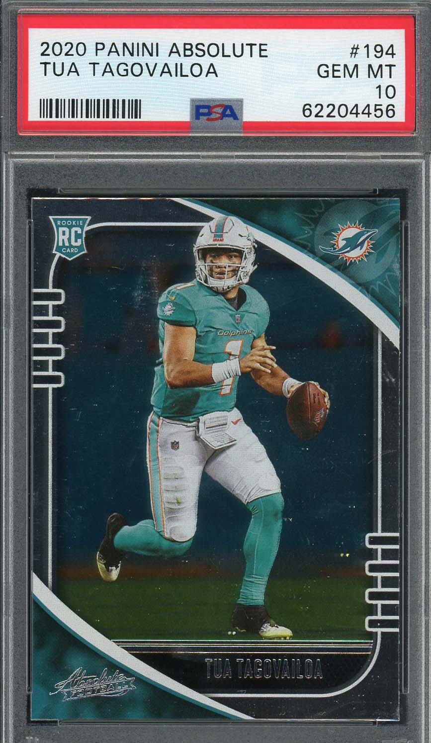 Tua Tagovailoa 2020 Panini Absolute Football Rookie Card RC #194 Graded PSA 10
