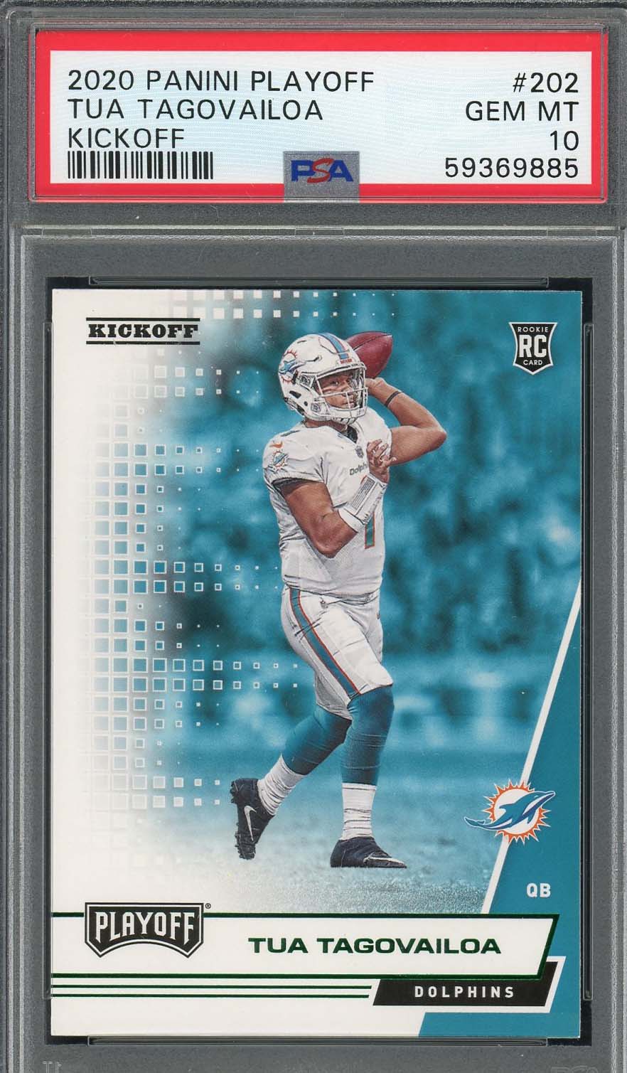 Tua Tagovailoa 2020 Panini Playoff Football Rookie Card RC #202 Graded PSA 10