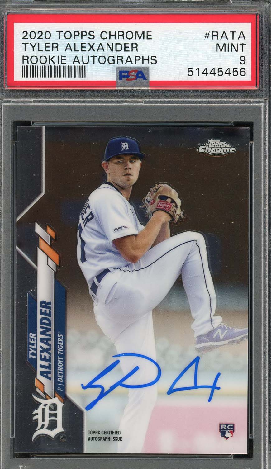 Tyler Alexander 2020 Topps Chrome Rookie Autographs Card #RATA PSA 9