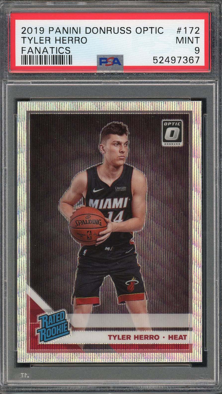 Tyler Herro 2019 Panini Donruss Optic Fanatics Rookie Card #172 Graded PSA 9