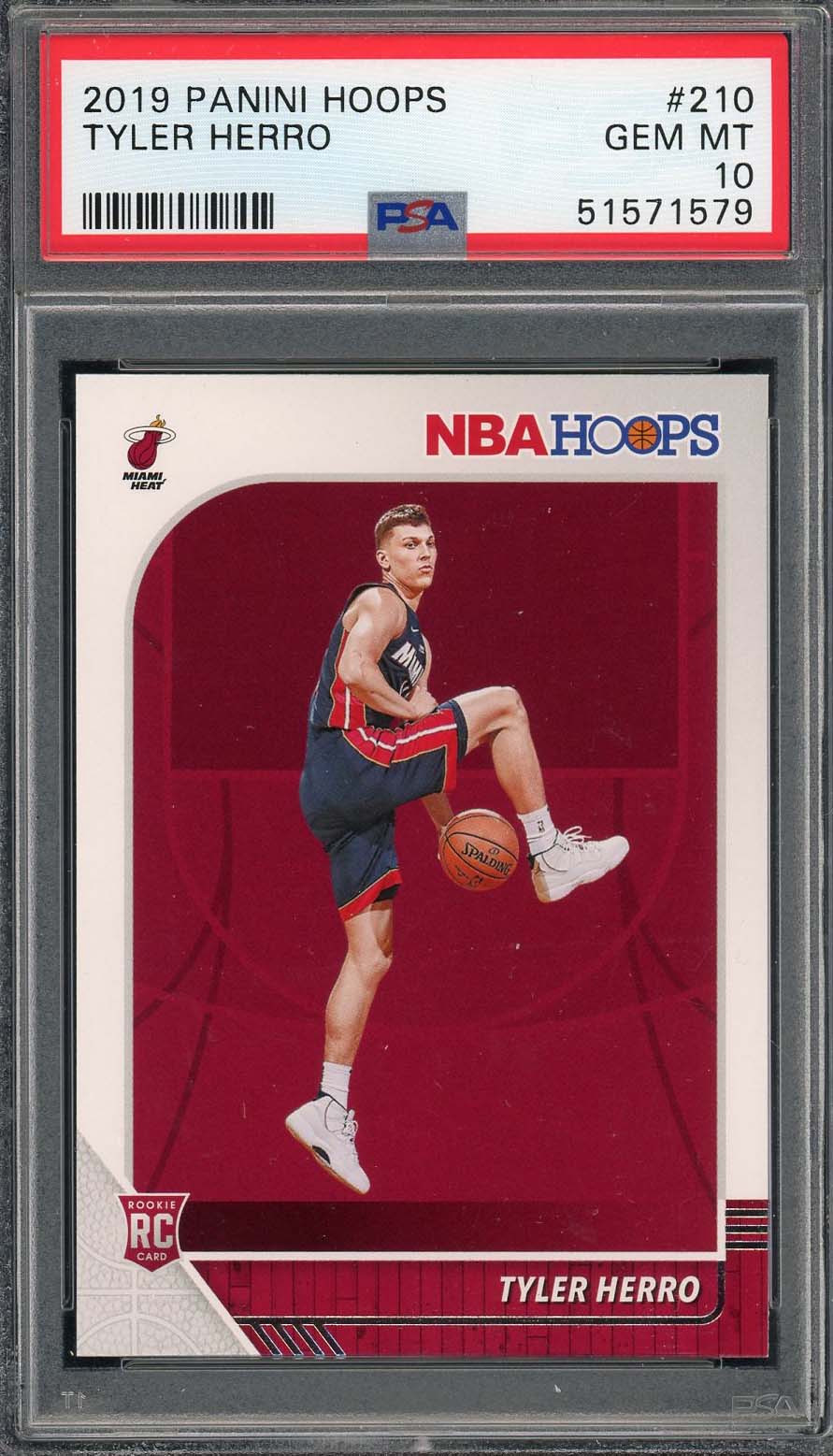 Tyler Herro 2019 Panini Hoops Basketball Rookie Card RC #210 Graded PSA 10