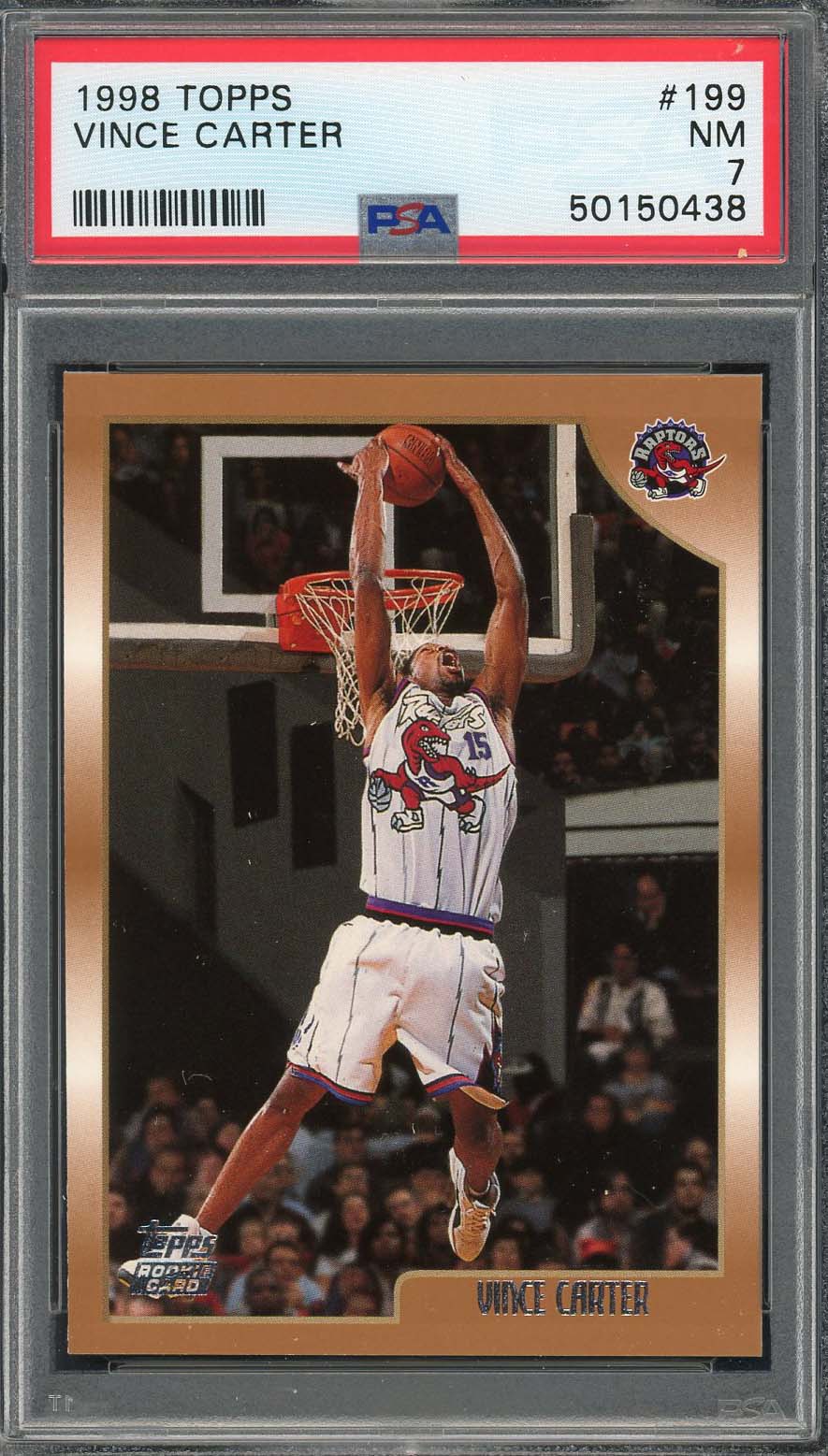 Vince Carter 1998 Topps Basketball Rookie Card RC #199 Graded PSA 7