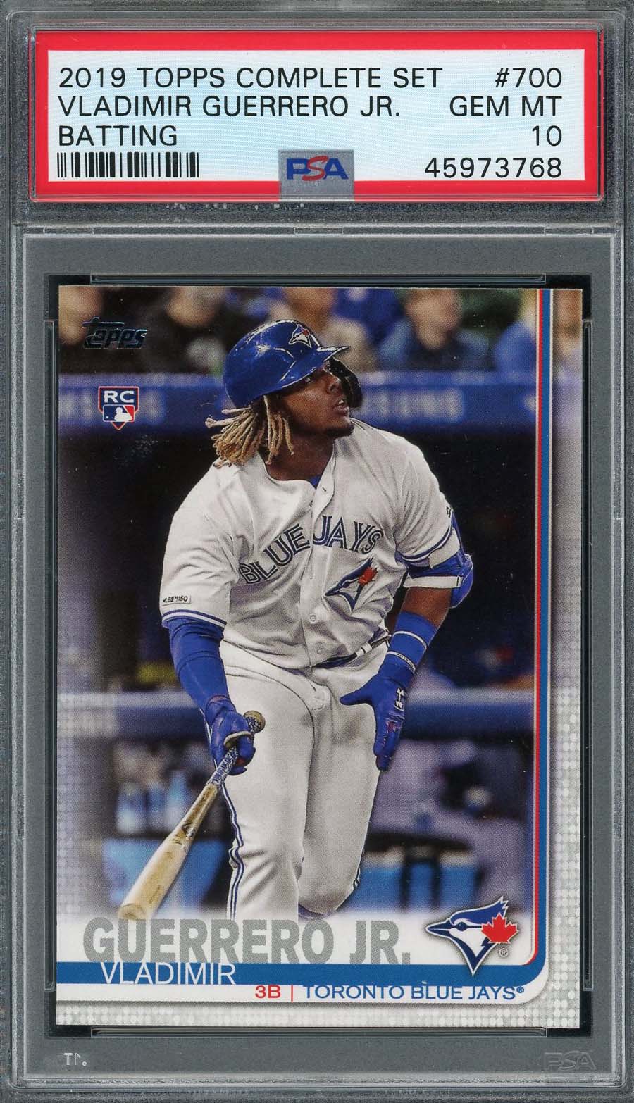 Vladimir Guerrero Jr 2019 Topps Complete Set Batting Rookie Card #700 PSA 10 Vladimir Guerrero Jr 2019 Topps Complete Set Batting Rookie Card #700 PSA 10