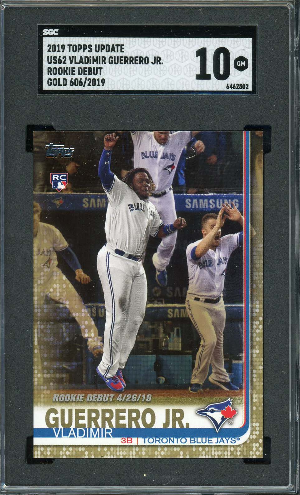 Vladimir Guerrero Jr 2019 Topps Update Gold Rookie Card #US62 SGC 10 /2019