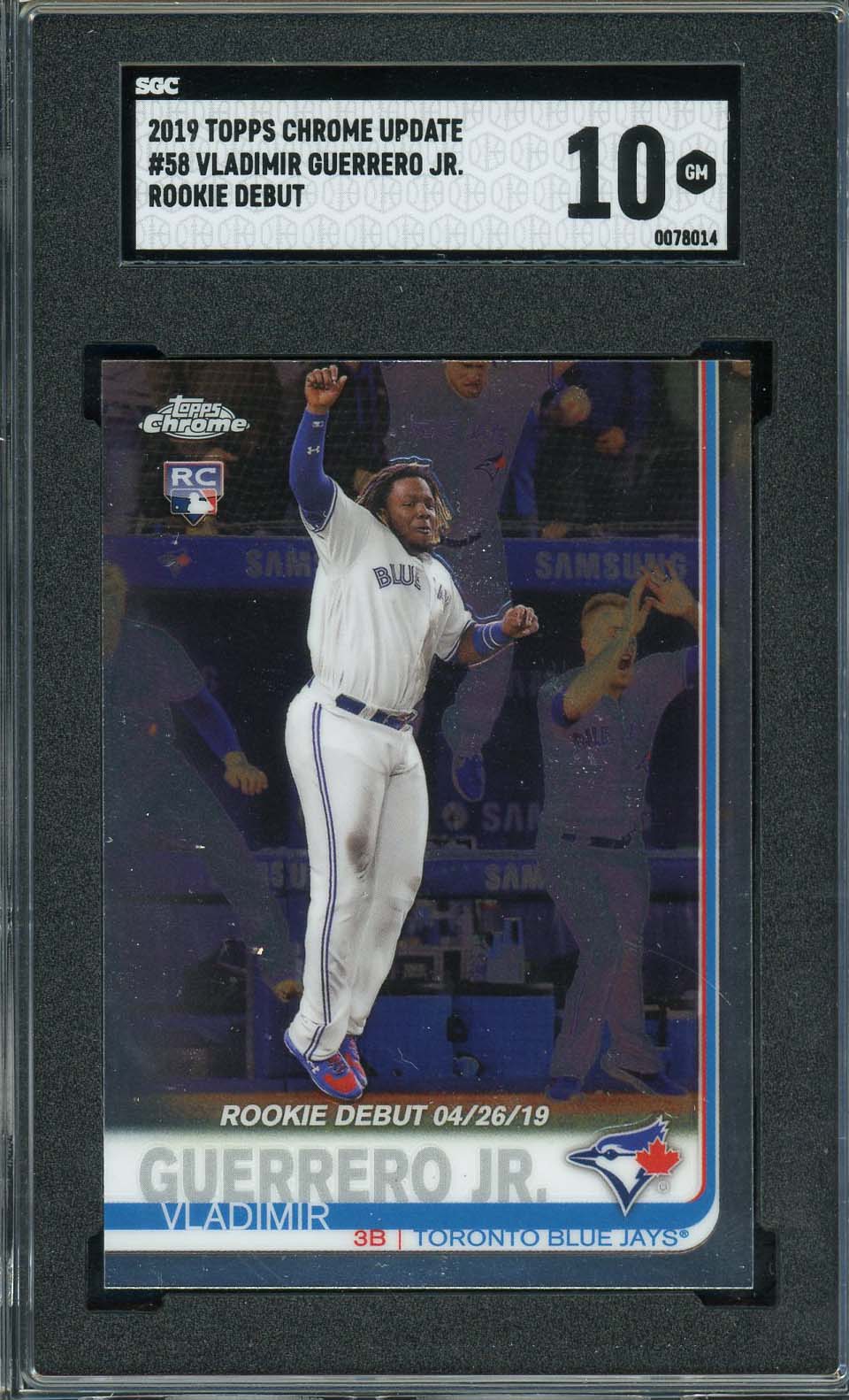 Vladimir Guerrero Jr 2019 Topps Chrome Update Baseball Rookie Card #58 SGC 10