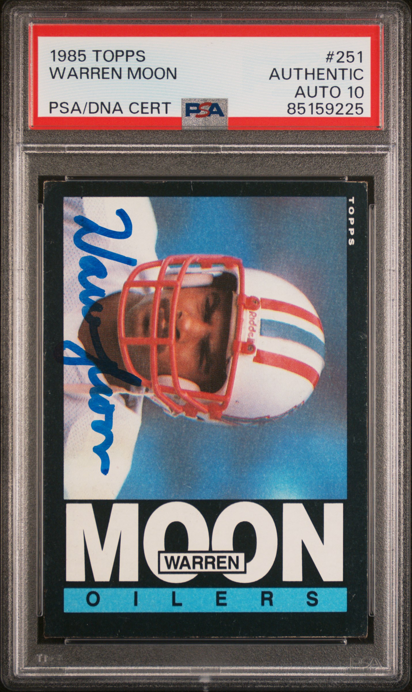 Warren Moon 1985 Topps Signed Rookie Card #251 Auto Graded PSA 10 85159225