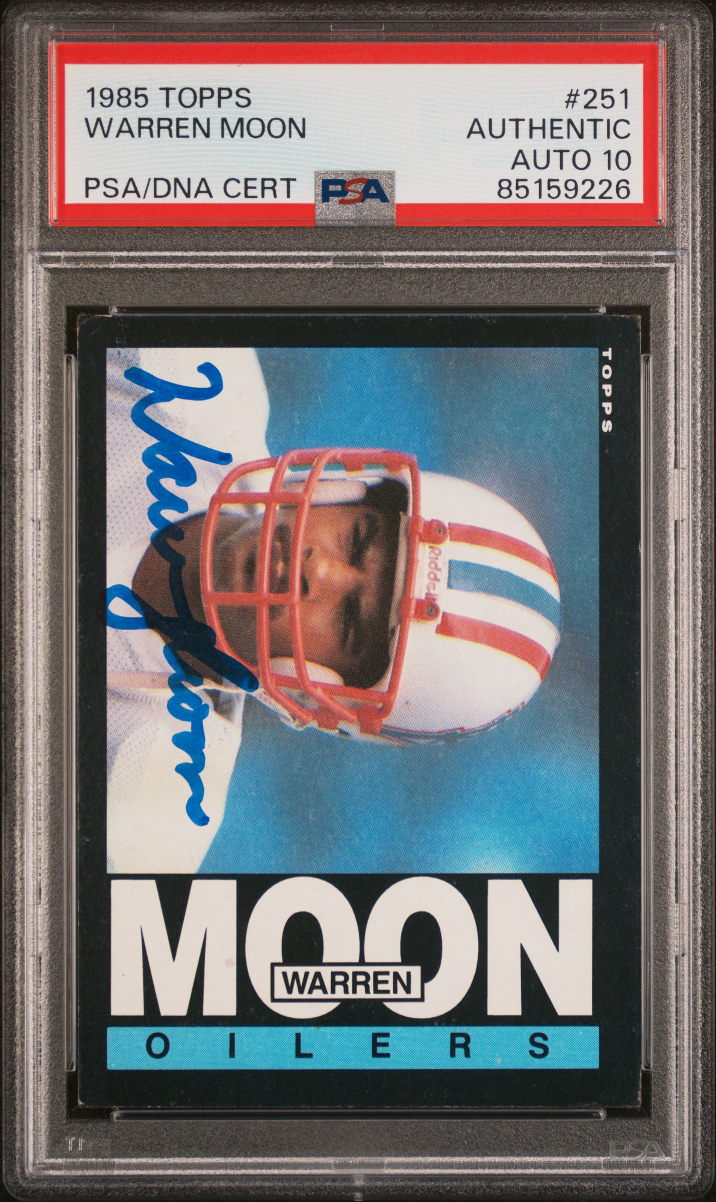 Warren Moon 1985 Topps Signed Rookie Card #251 Auto Graded PSA 10 85159226