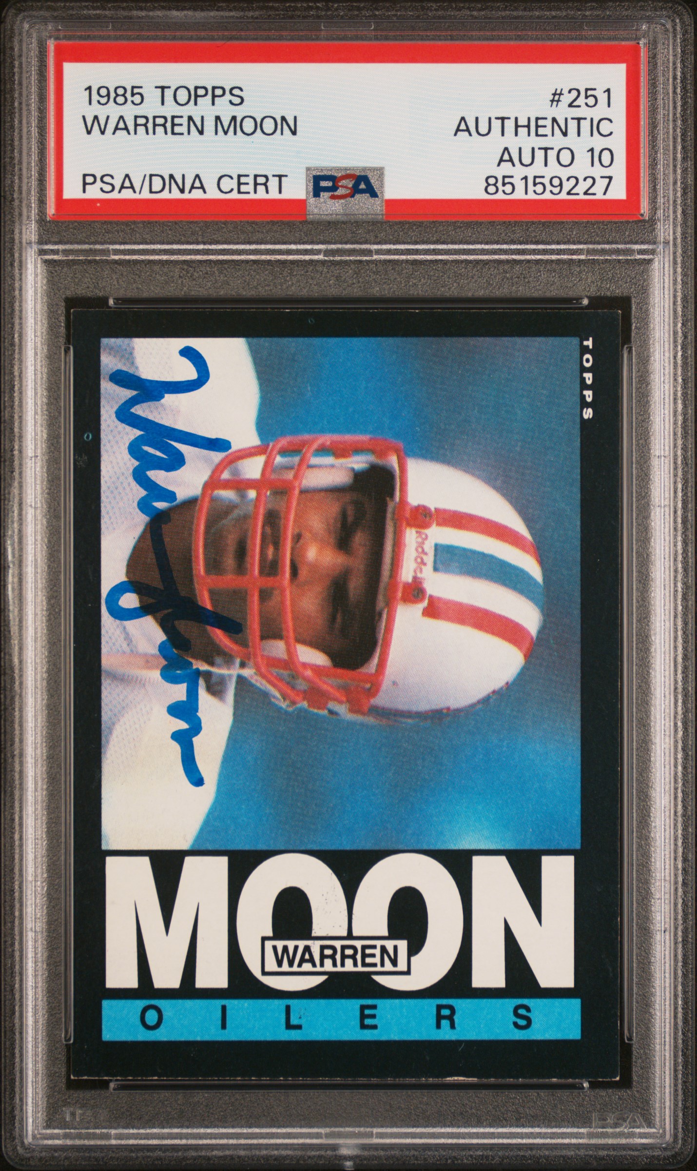 Warren Moon 1985 Topps Signed Rookie Card #251 Auto Graded PSA 10 85159227