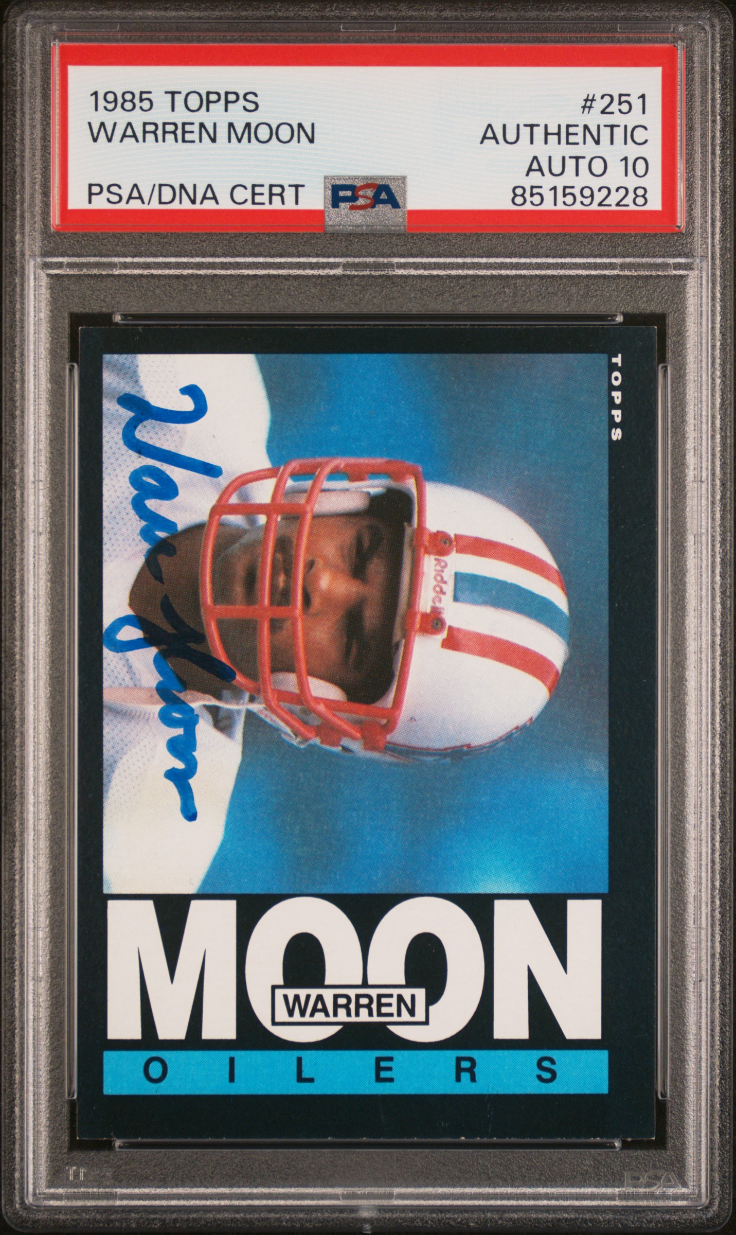 Warren Moon 1985 Topps Signed Rookie Card #251 Auto Graded PSA 10 85159228