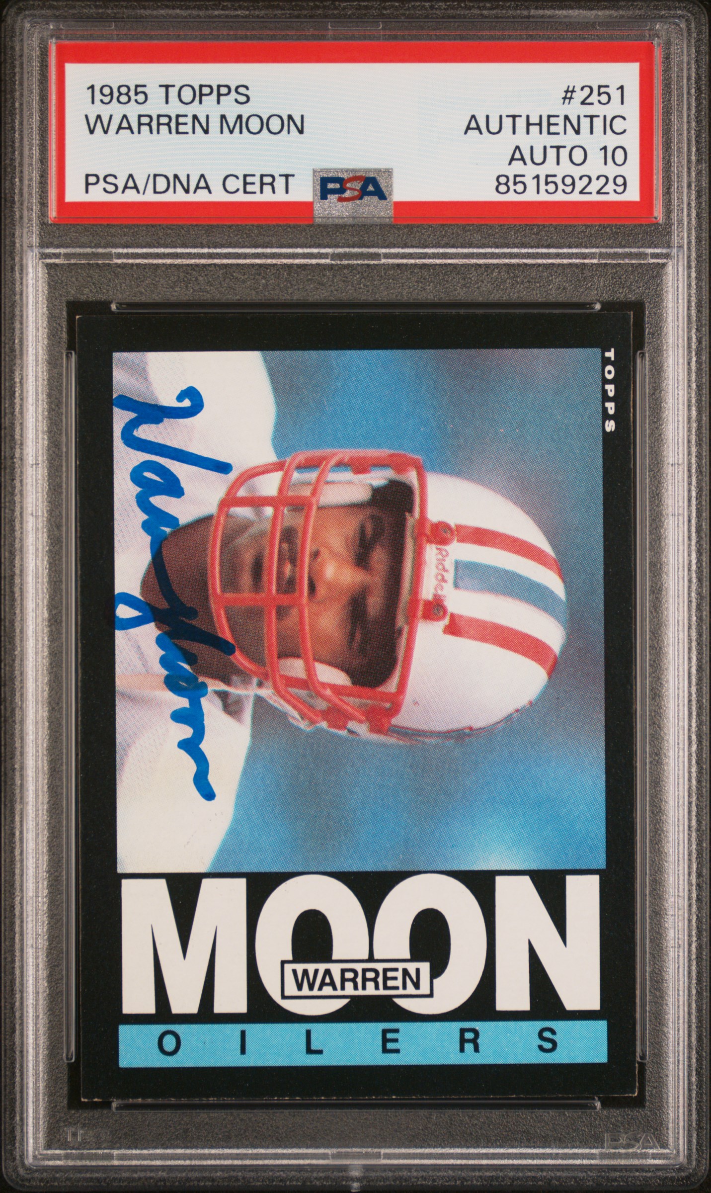 Warren Moon 1985 Topps Signed Rookie Card #251 Auto Graded PSA 10 85159229