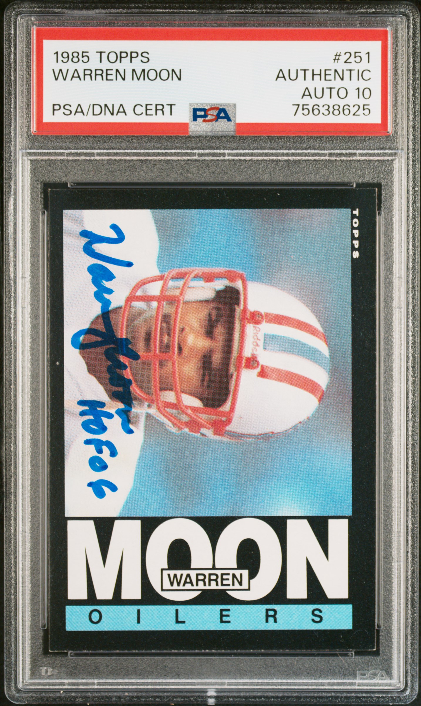 Warren Moon 1985 Topps Signed Football Rookie Card #251 Auto Graded PSA 10