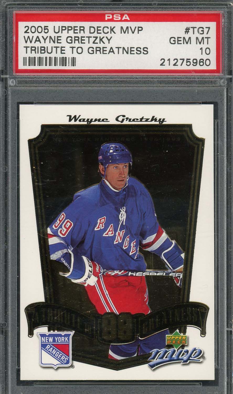 Wayne Gretzky 2005 Upper Deck MVP Tribute To Greatness Hockey Card #TG7 PSA 10