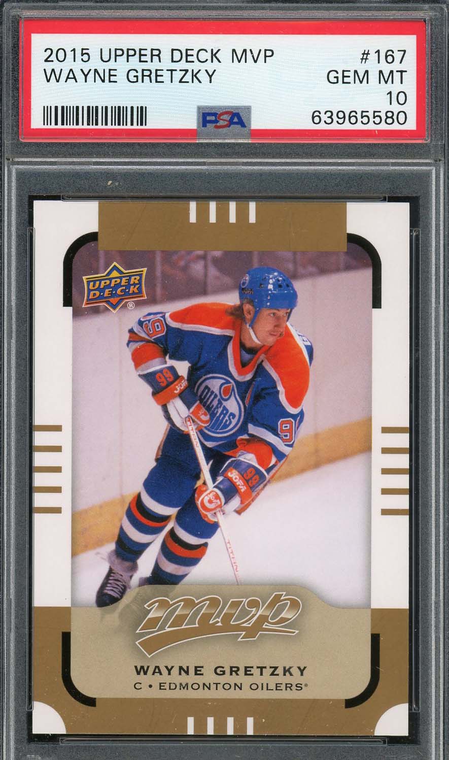 Wayne Gretzky 2015 Upper Deck MVP Hockey Card #167 Graded PSA 10