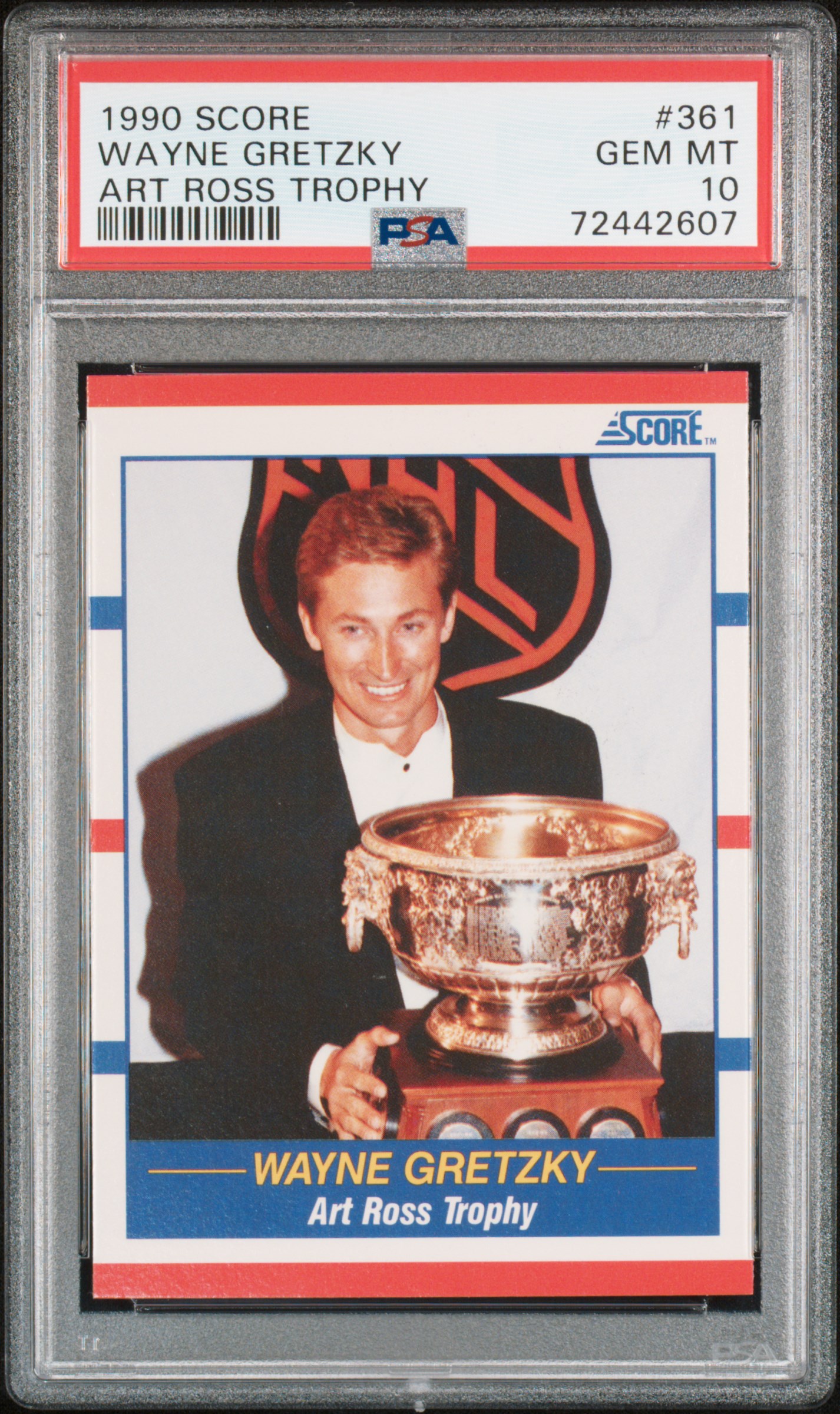 Wayne Gretzky 1990 Score Art Ross Trophy Hockey Card #361 Graded PSA 10