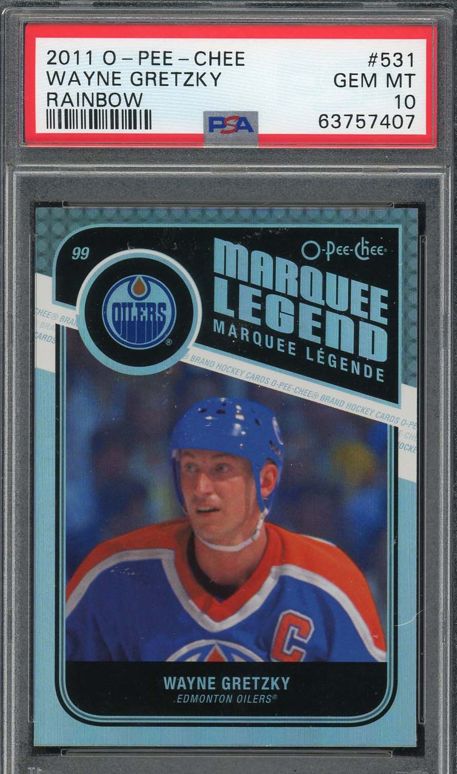Wayne Gretzky 2011 O-Pee-Chee Rainbow Hockey Card #531 Graded PSA 10