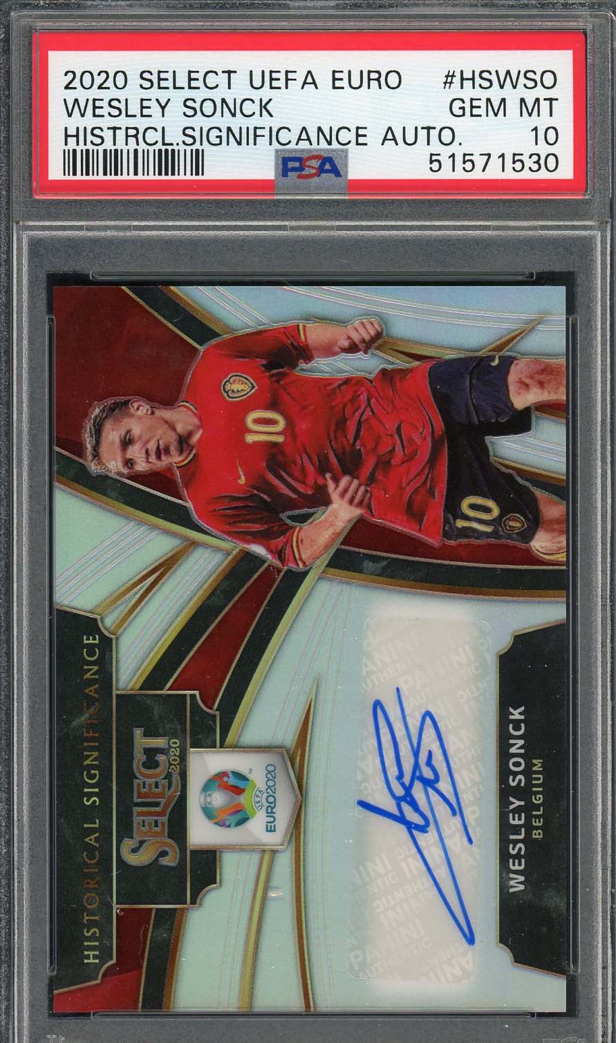 Wesley Sonck 2020 Select UEFA Euro Historical Autograph Card #HSWSO PSA 10 Wesley Sonck 2020 Select UEFA Euro Historical Autograph Card #HSWSO PSA 10