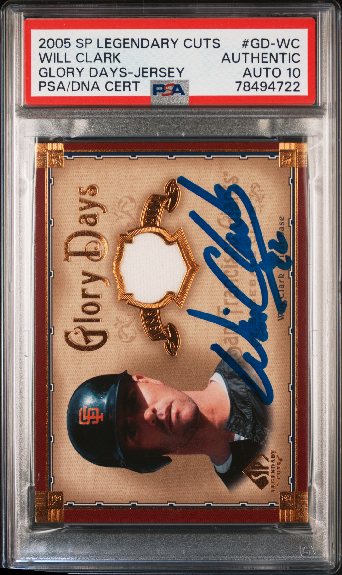 Will Clark 2005 Upper Deck SP Signed Game Used Jersey Card #GD-WC Auto PSA 10