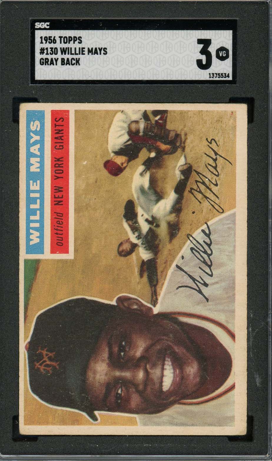 Willie Mays 1956 Topps Gray Back Baseball Card #130 Graded SGC 3