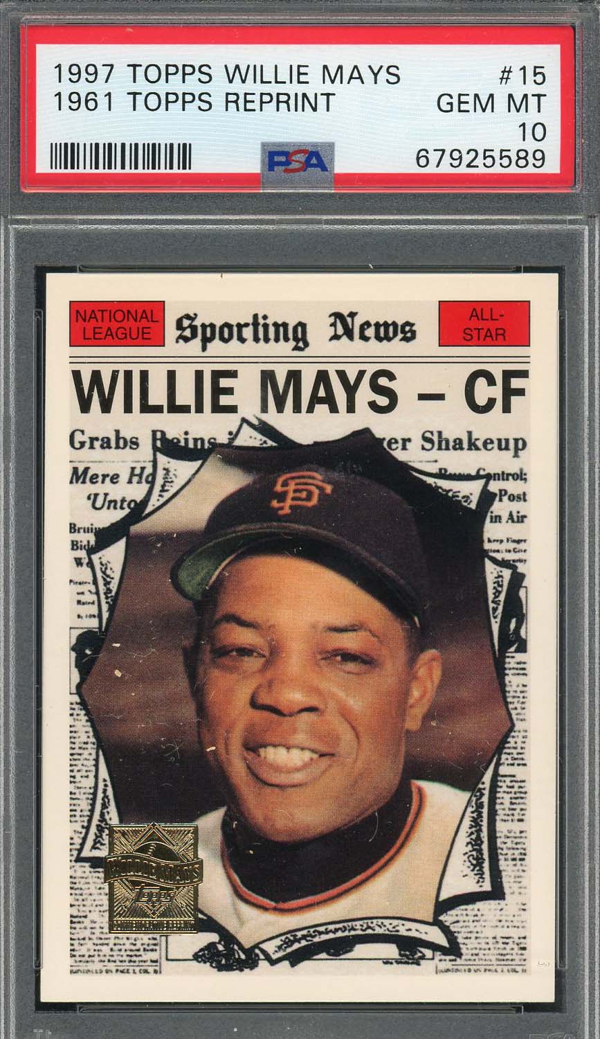 Willie Mays 1997 Topps 1961 Baseball Card #15 Graded PSA 10