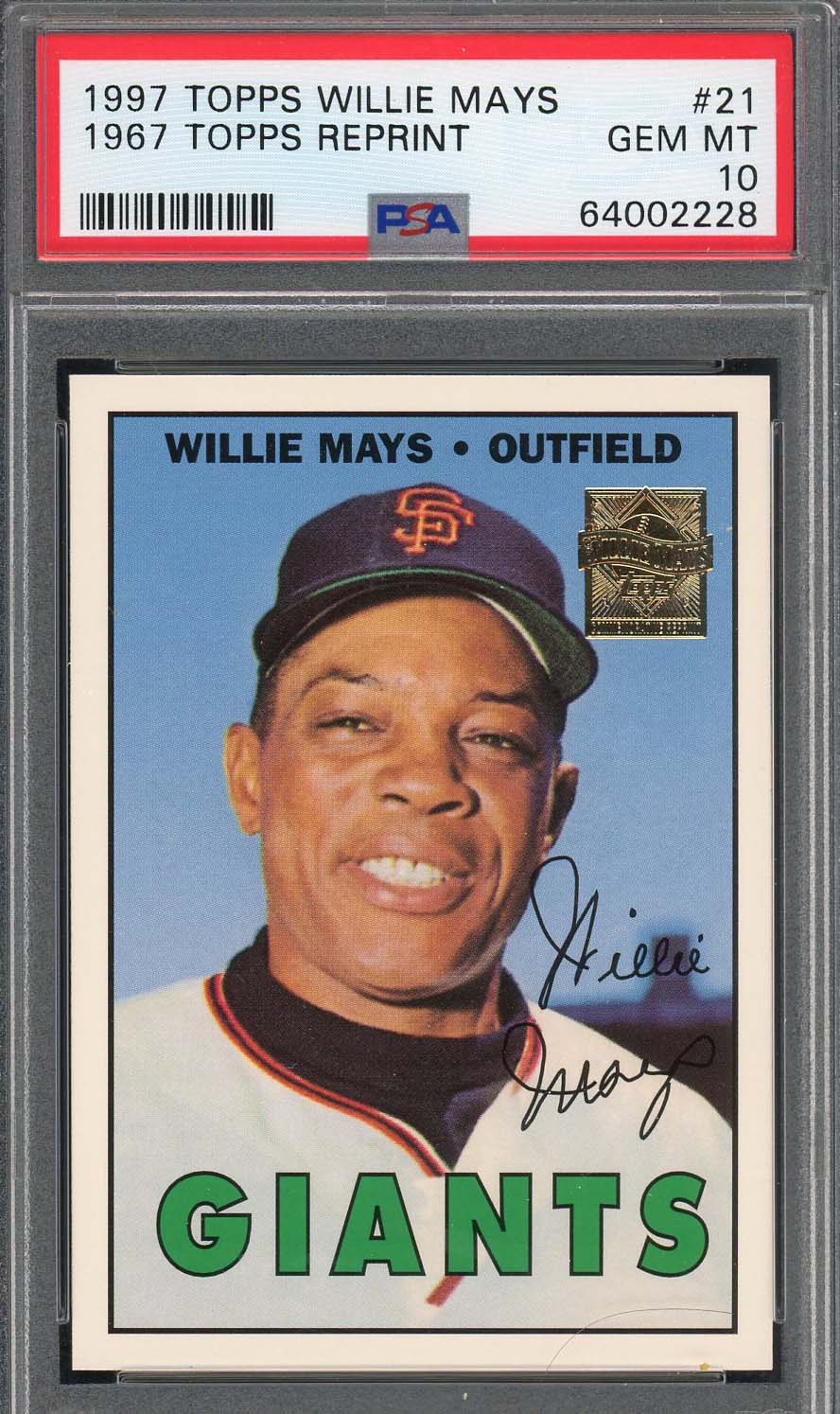 Willie Mays 1997 Topps 1967 Baseball Card #21 Graded PSA 10