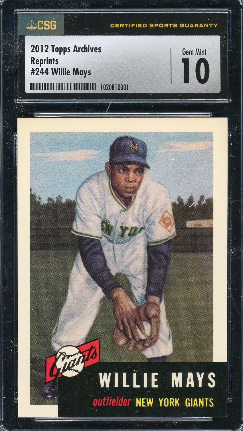 Willie Mays 2012 Topps Archives Baseball Card #244 Graded CSG 10