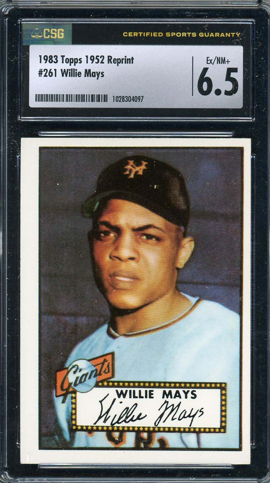 Willie Mays 1983 Topps 1952 Baseball Card #261 Graded CSG 6.5