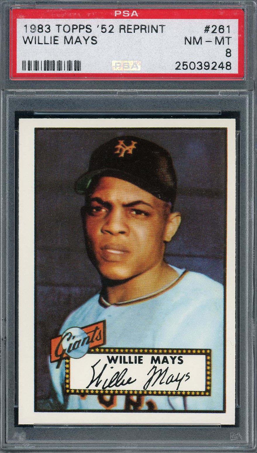 Willie Mays 1983 Topps 1952 Reprint Baseball Card #261 Graded PSA 8