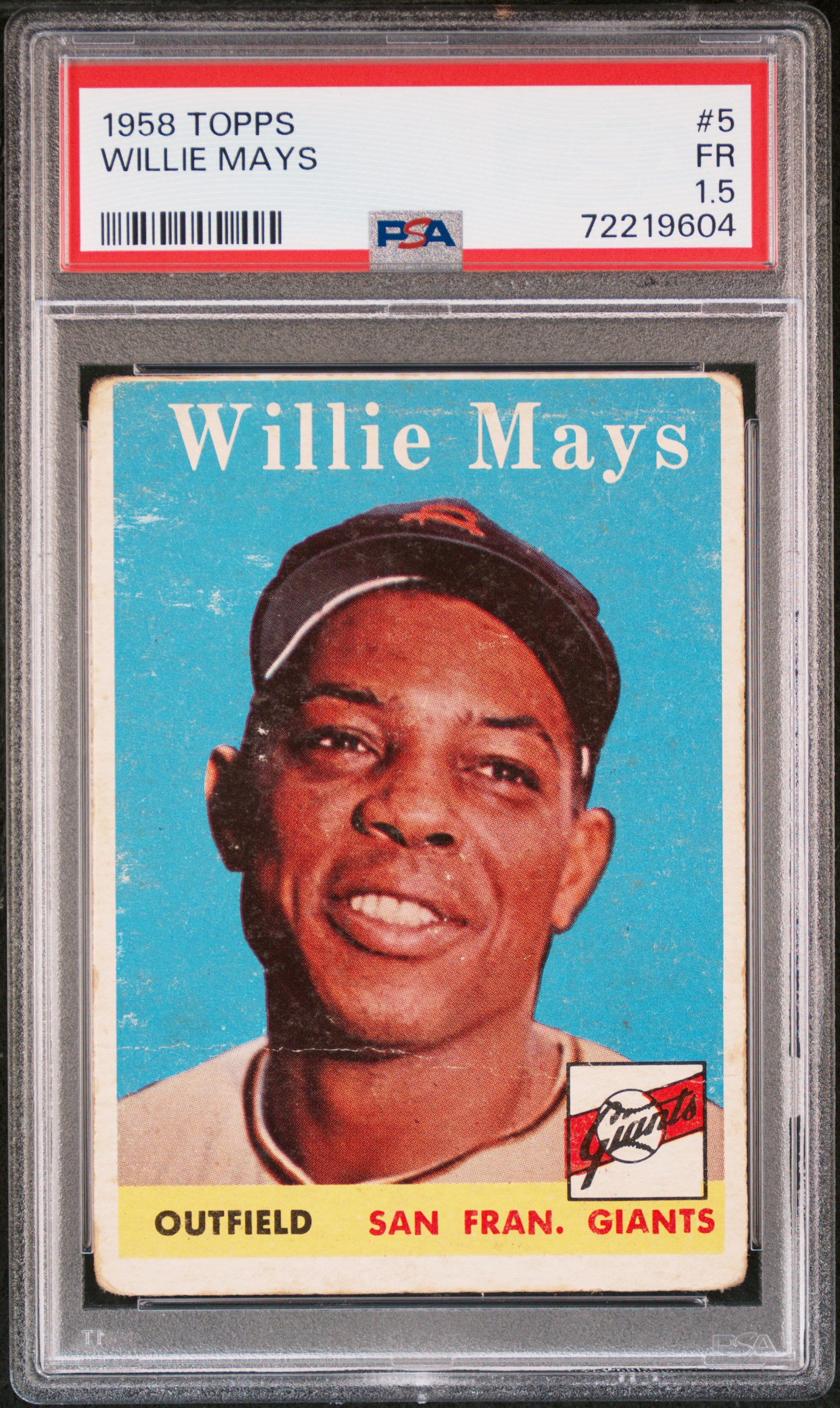 Willie Mays 1958 Topps Baseball Card #5 Graded PSA 1.5 72219604