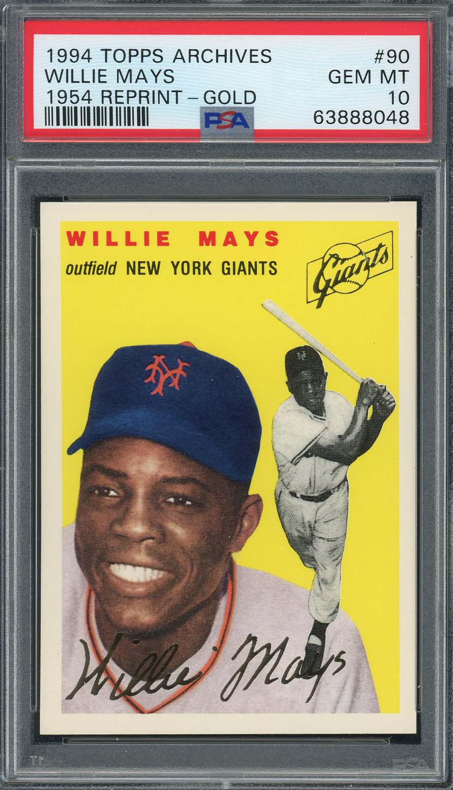Willie Mays 1994 Topps Archives 1954 Gold Baseball Card #90 Graded PSA 10