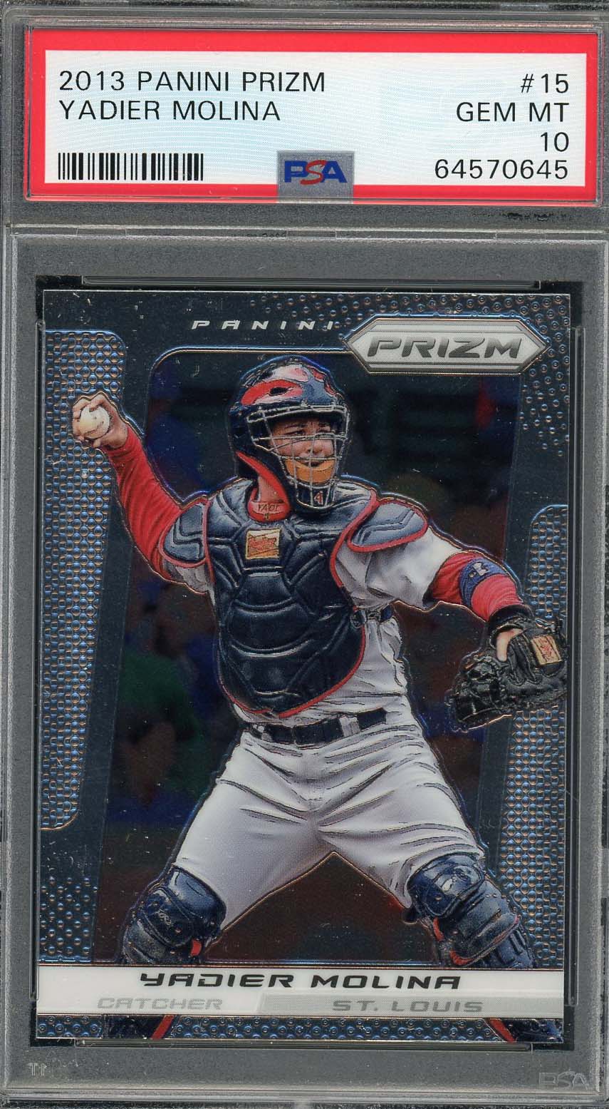 Yadier Molina 2013 Panini Prizm Baseball Card #15 Graded PSA 10