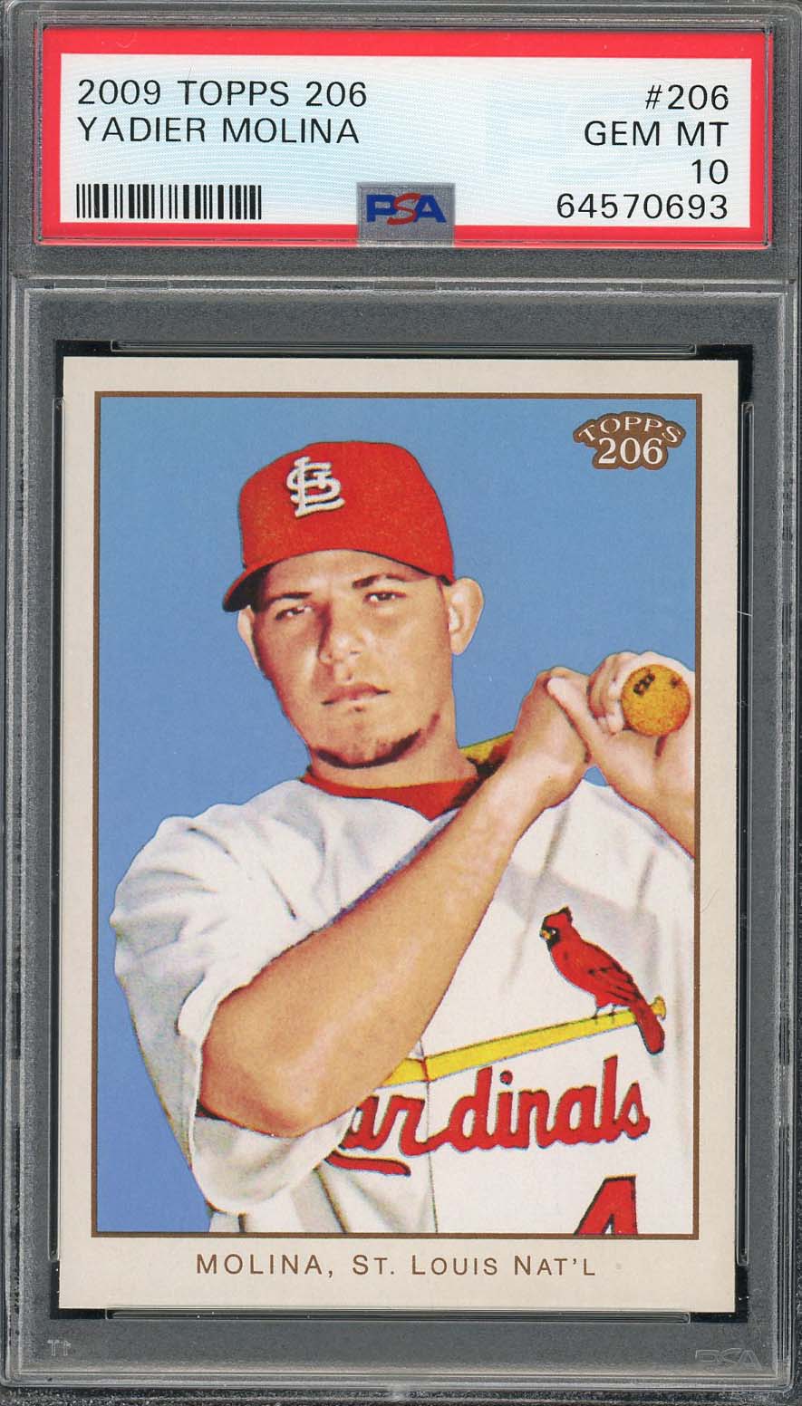 Yadier Molina 2009 206 Topps Baseball Card #206 Graded PSA 10