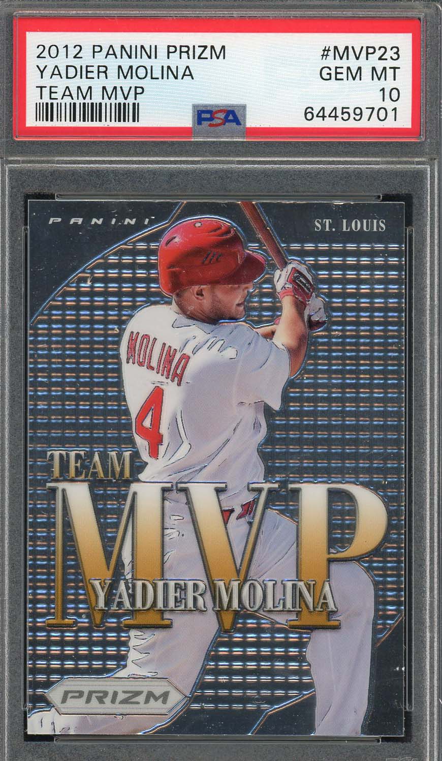 Yadier Molina 2012 Panini Prizm Team MVP Baseball Card #MVP23 Graded PSA 10