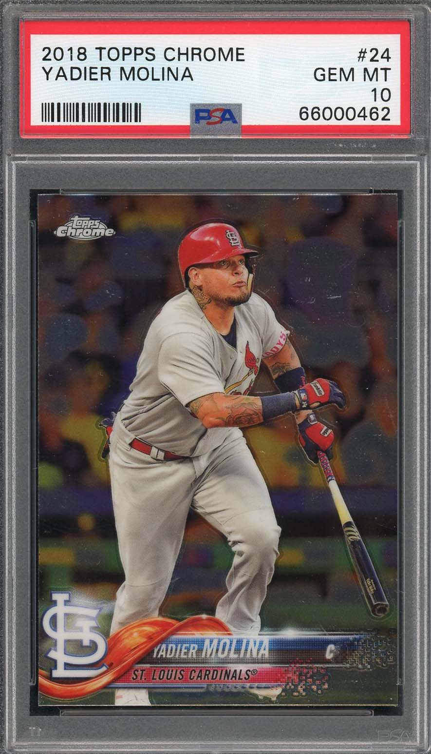 Yadier Molina 2018 Topps Chrome Baseball Card #24 Graded PSA 10