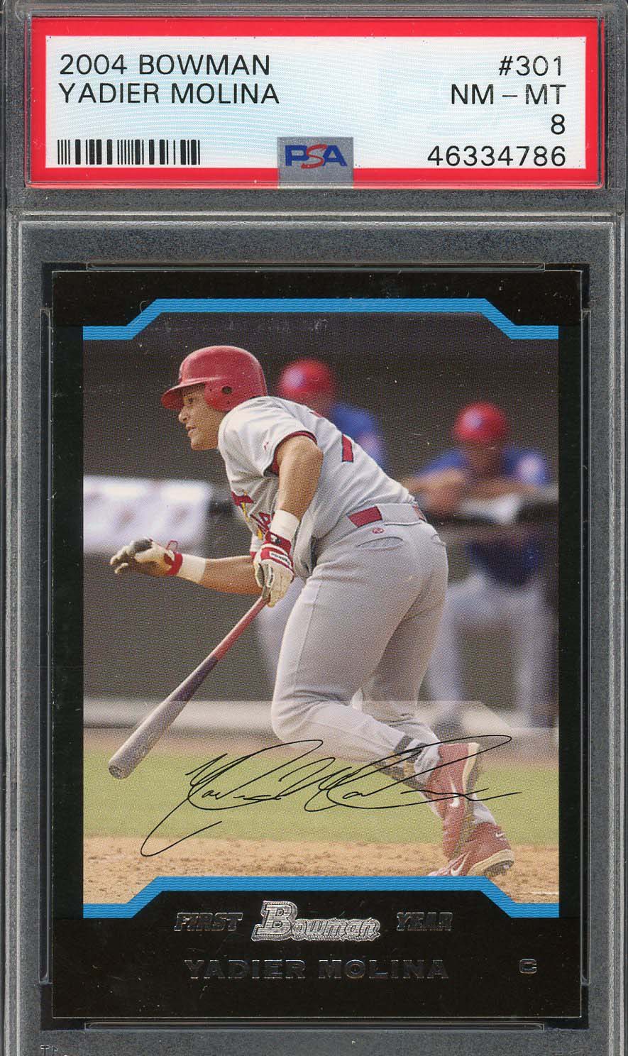 Yadier Molina 2004 Bowman Baseball Rookie Card RC #301 Graded PSA 8