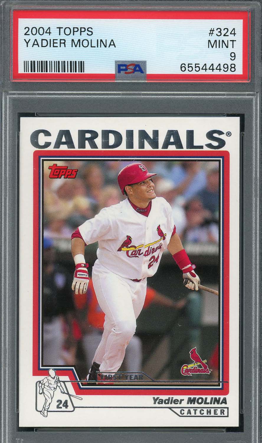 Yadier Molina 2004 Topps Baseball Rookie Card RC #324 Graded PSA 9