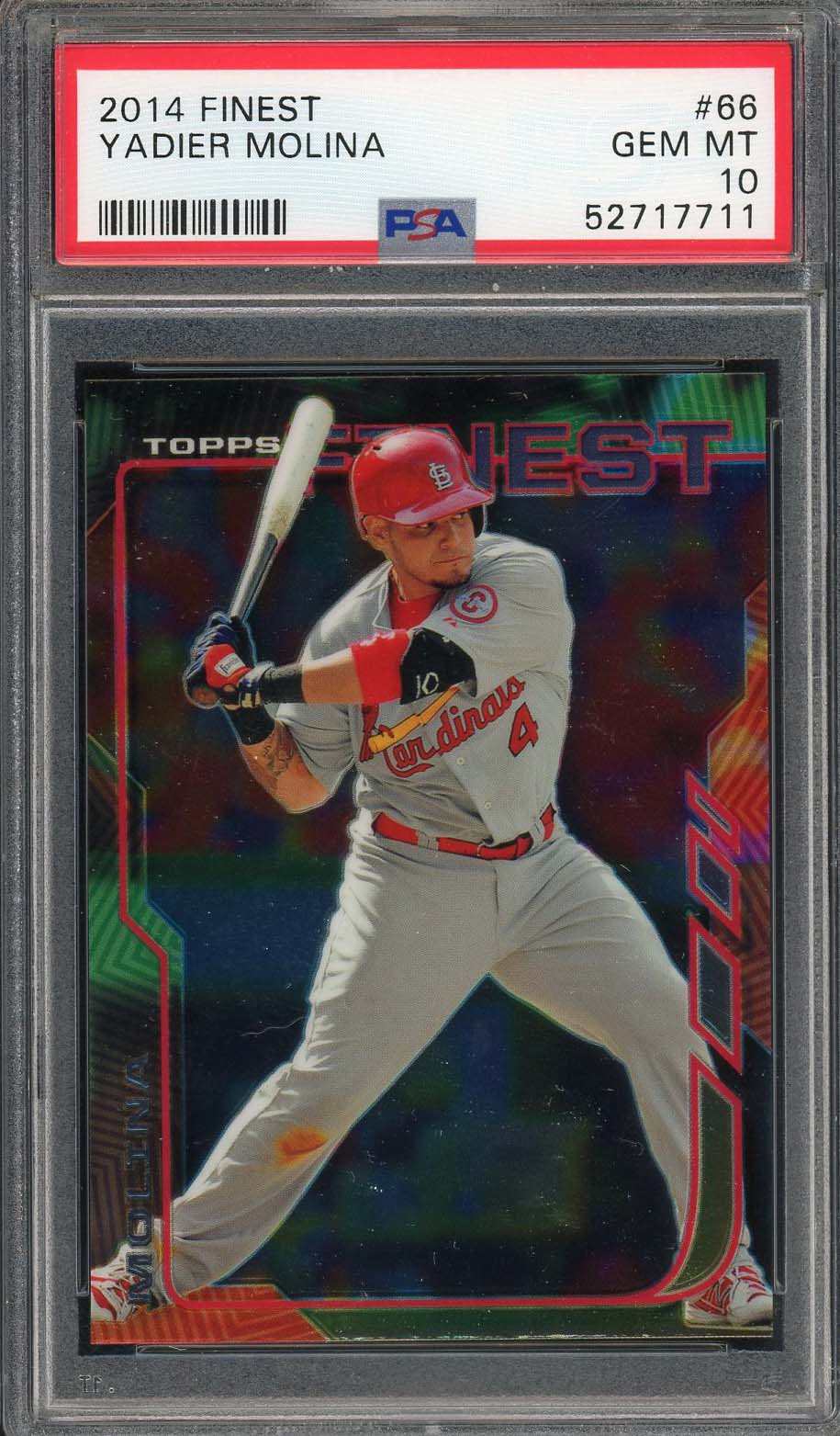 Yadier Molina 2014 Topps Finest Baseball Card #66 Graded PSA 10