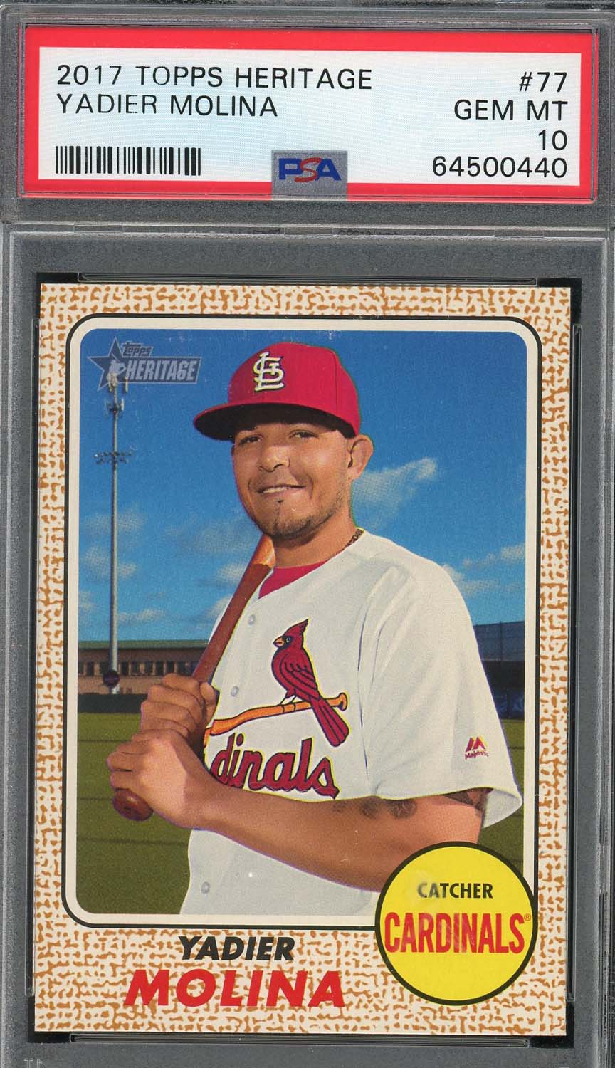 Yadier Molina 2017 Topps Heritage Baseball Card #77 Graded PSA 10