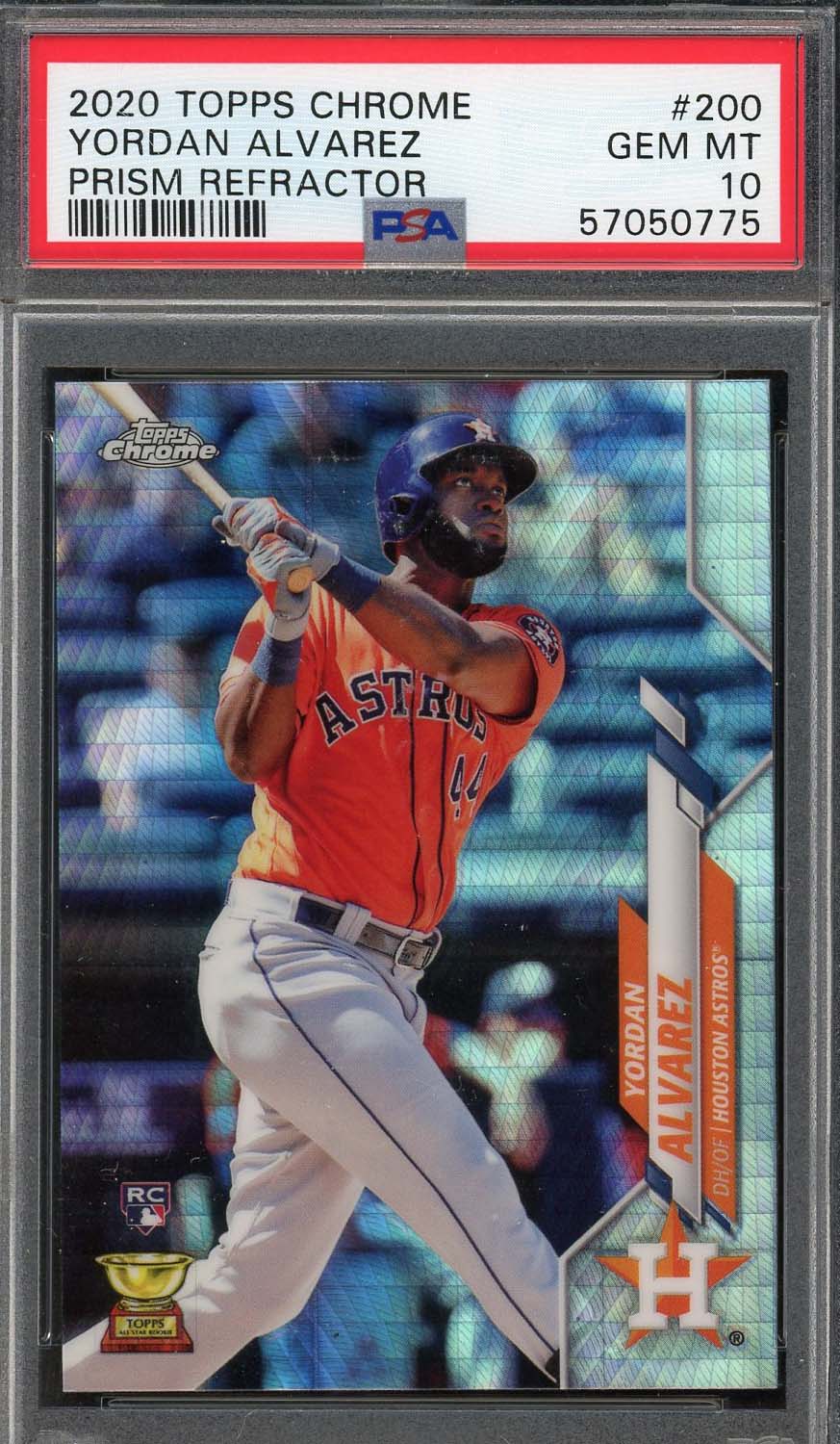 Yordan Alvarez 2020 Topps Chrome Prism Refractor Rookie Card #200 Graded PSA 10