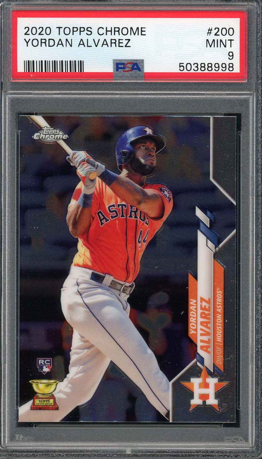 Yordan Alvarez 2020 Topps Chrome Baseball Rookie Card #200 Graded PSA 9 MINT