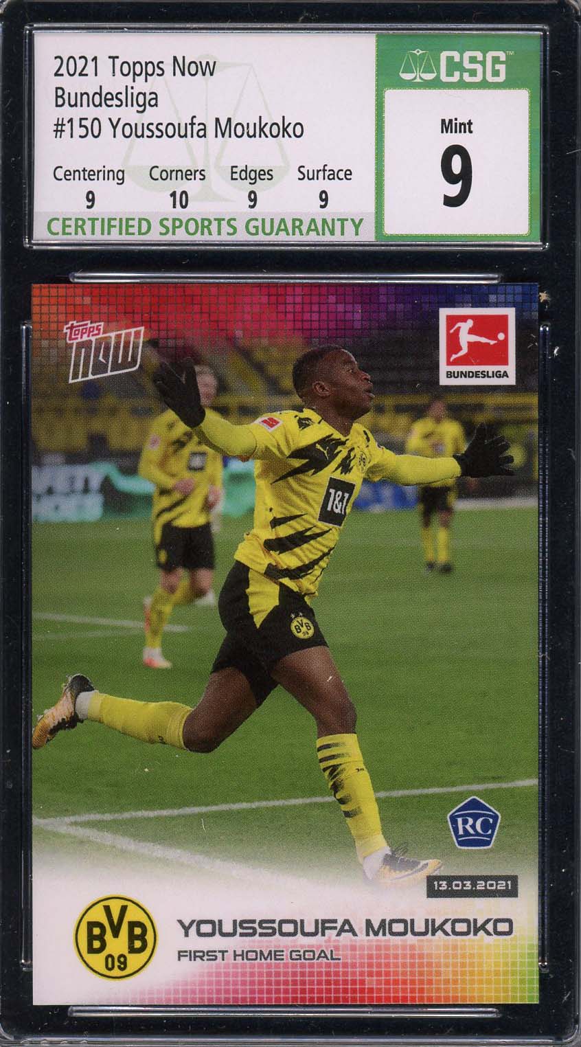 Youssoufa Moukoko 2021 Topps Now Soccer Rookie Card RC 2 #150 Graded CSG 9