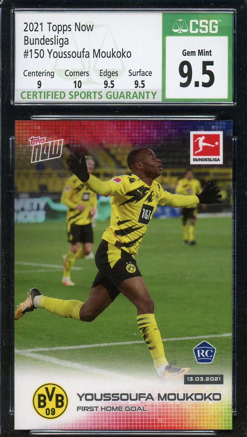 Youssoufa Moukoko 2021 Topps Now Soccer Rookie Card RC 3 #150 Graded CSG 9.5