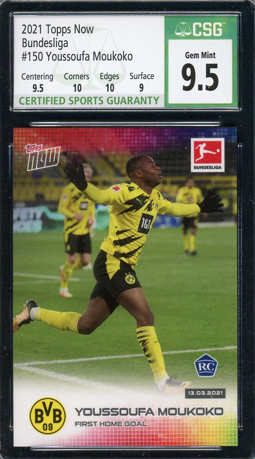 Youssoufa Moukoko 2021 Topps Now Soccer Rookie Card RC 5 #150 Graded CSG 9.5