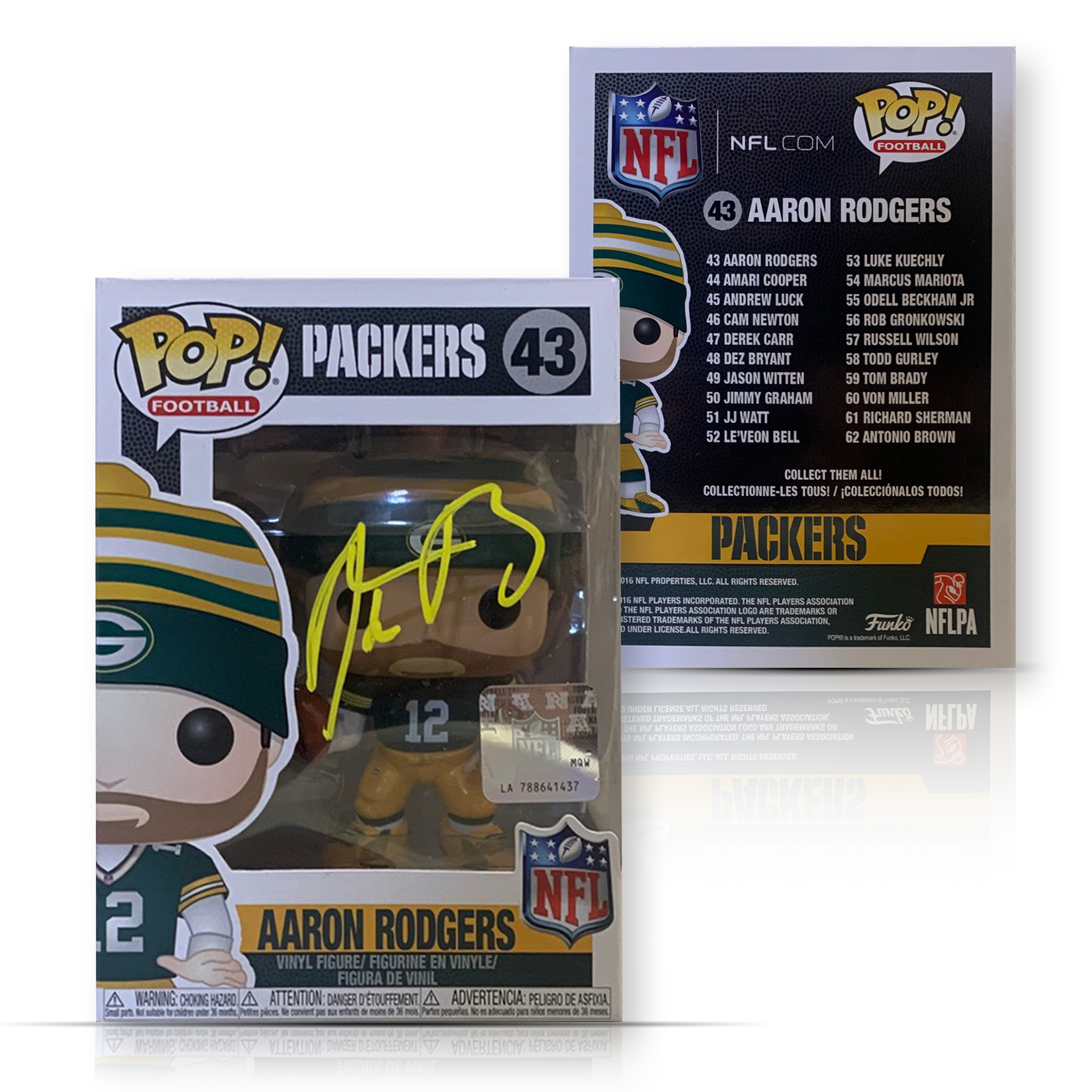 Aaron Rodgers Autographed Green Bay Packers Signed Football Funko Pop 43 Fanatics Authentic COA