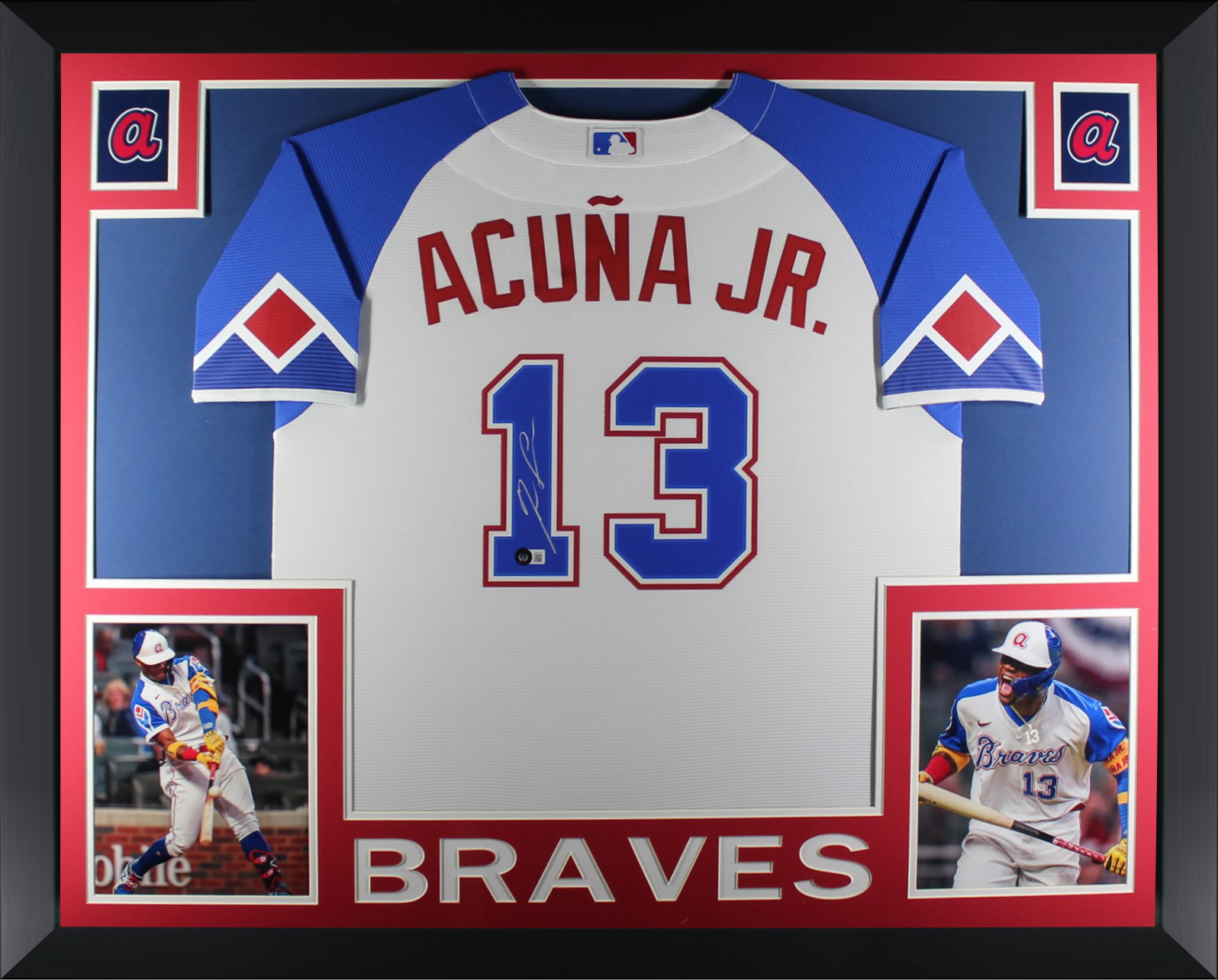 Ronald Acuna Jr Autographed Atlanta Braves Nike City Connect Signed Baseball Framed Jersey Beckett COA