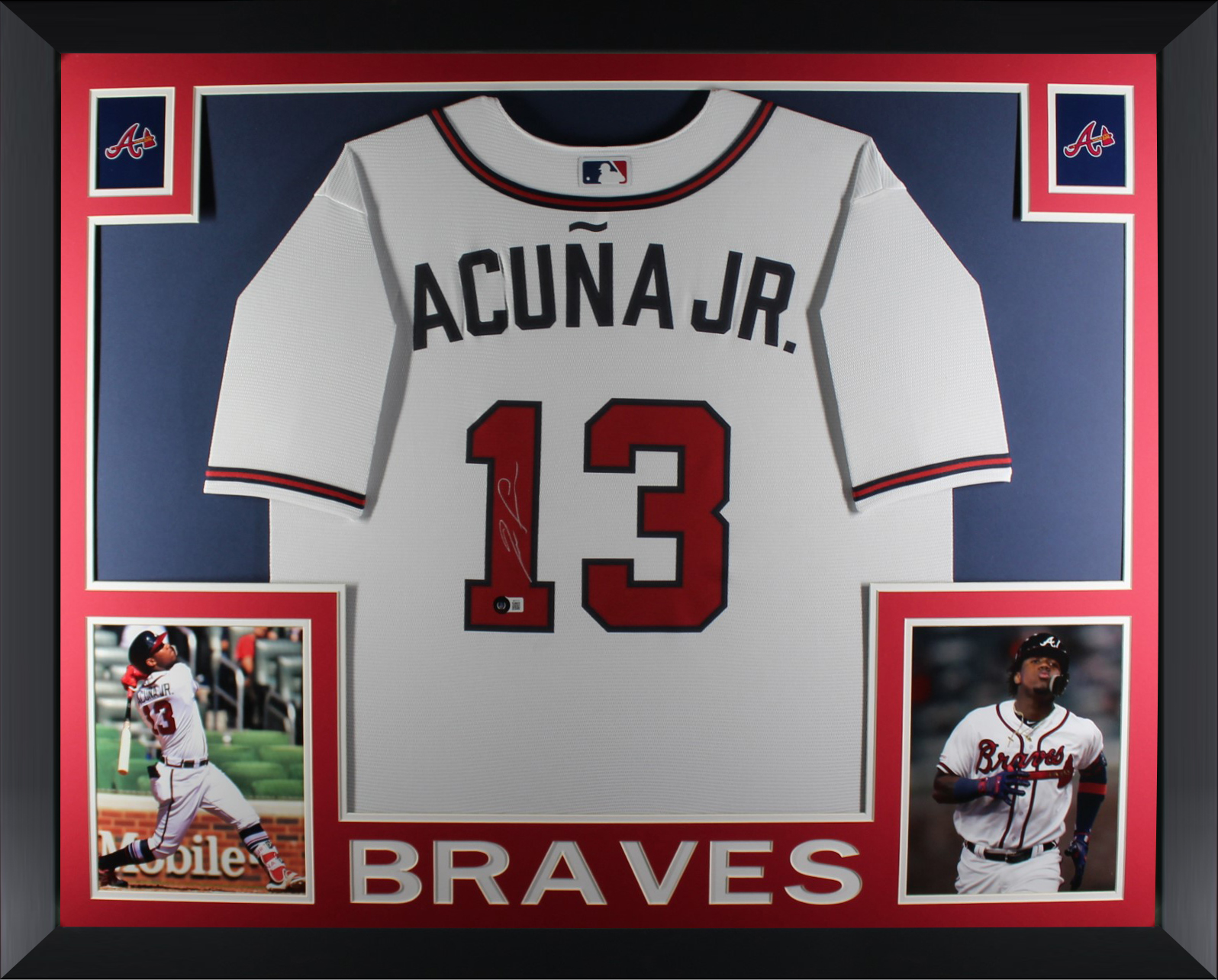 Ronald Acuna Jr Autographed Atlanta Braves Nike Signed Baseball Framed Jersey Beckett COA