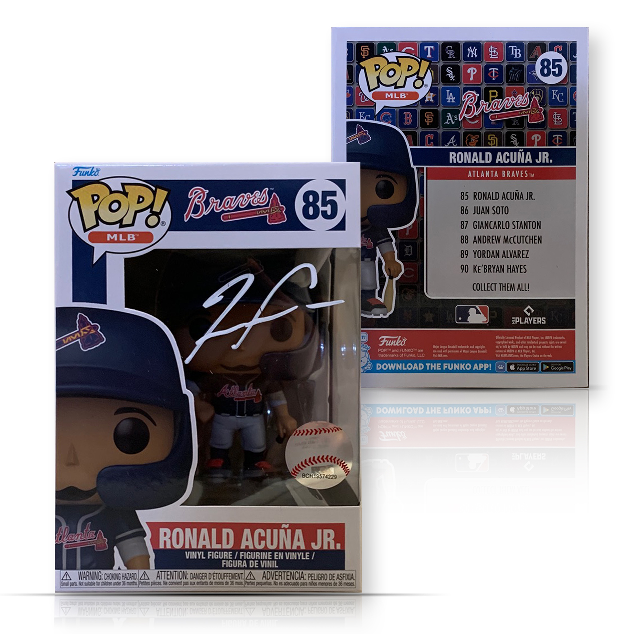 Ronald Acuna Jr Autographed Baseball Signed Funko Pop 85 Beckett COA With Protector